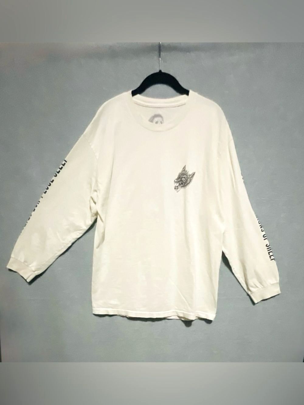 Sketchy Tank Lurking Class White Graphic Long Sleeve Shirt Size L Cotton